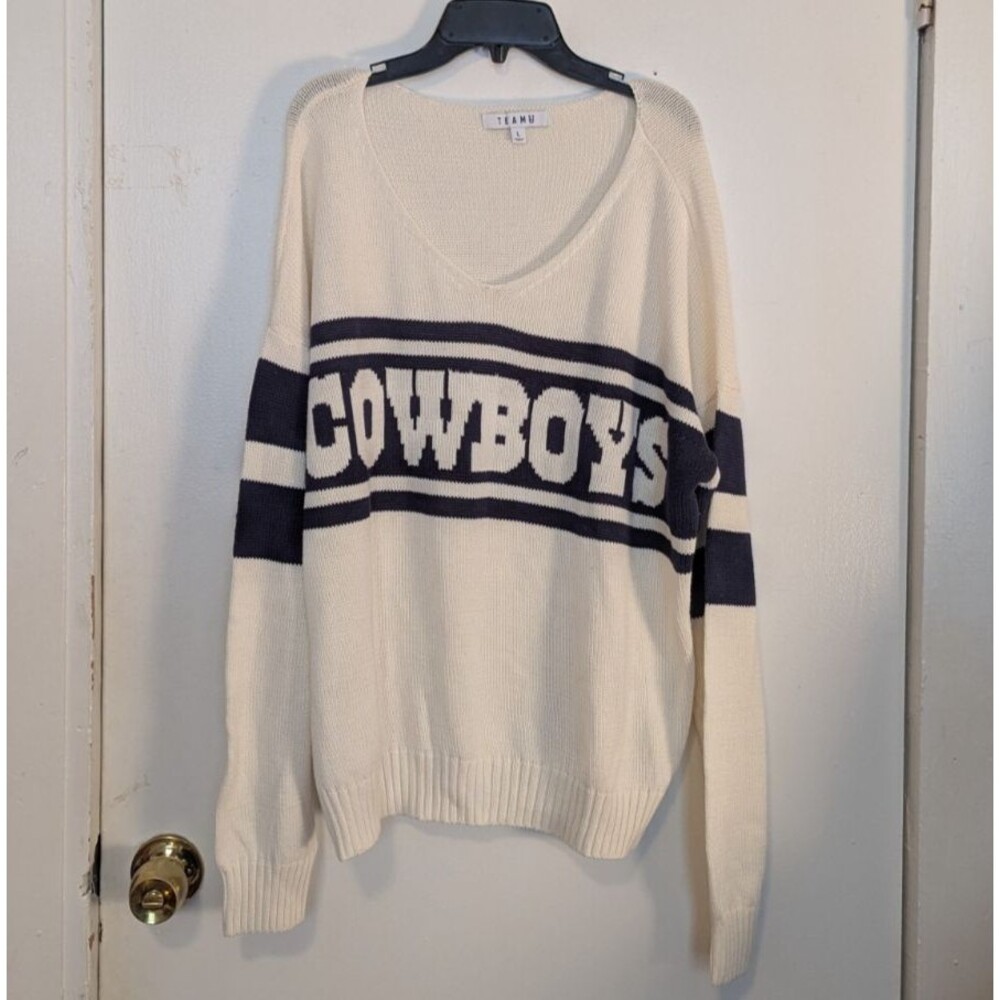 Vintage Dallas Cowboys Classic Knit Sweater Women's Large V-Neck Team LJ